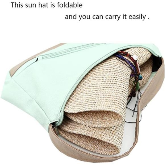 Adrinfly Women Foldable Floppy Wide Brim Straw Sun Hat Travel Packable main image 5